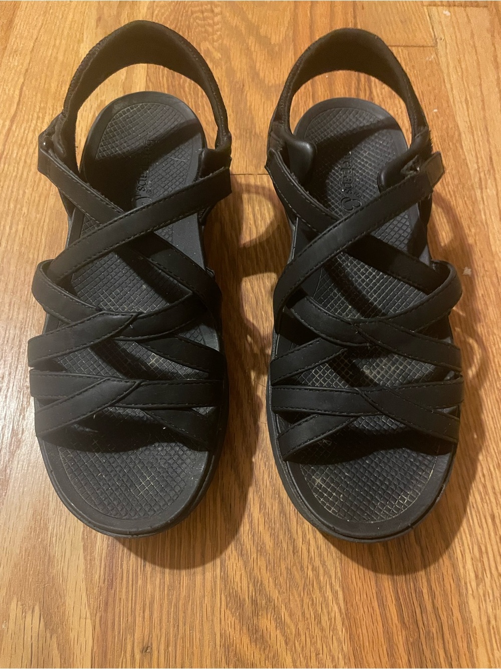 BearPaws Black Women's Strappy Velcro Sandals